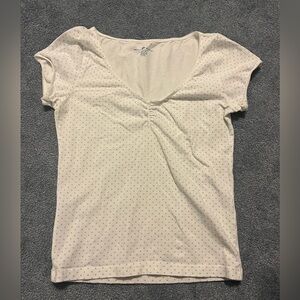 Brandy Melville Cream Polka Dot Top